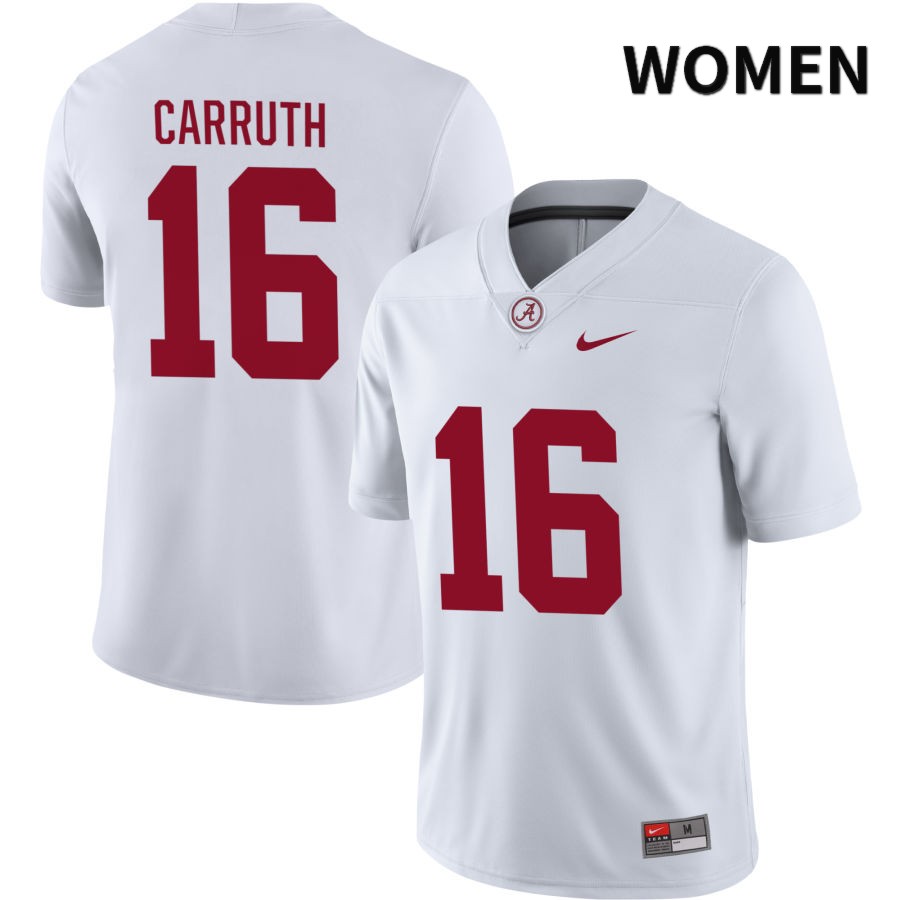 Alabama Crimson Tide Women's Cade Carruth #16 NIL White 2022 NCAA Authentic Stitched College Football Jersey CE16A85ED